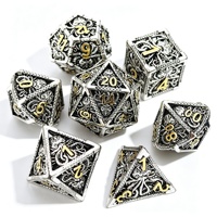 LuxeRoll Silver Gold Hollow Octopus Metal Dice Set 7Pcs Polyhedral DND Dice for Tabletop RPG Game Call of Cthulhu Dice Wholesale