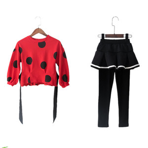 Ensembles 2 pièces pour bébé fille : Kurti à pois, jupe et leggings à rayures – Nouveaux produits sur le marché chinois - Product Image 1
