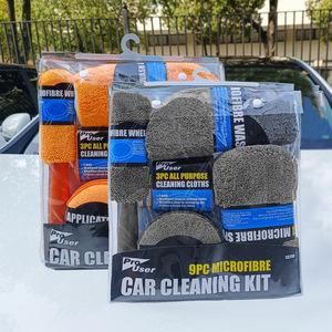 Kit de nettoyage de voiture en microfibre 9 pièces : ensemble de serviettes de lavage, chiffons de détaillage anti-rayures, éponges et gants pour l'entretien automobile - Product Image 4