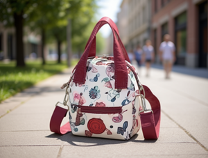Borsa con Motivo Floreale e Tracolla in Poliestere, Chiusura con Cerniera, per Uso Quotidiano, Borsa da Donna - Product Image 2