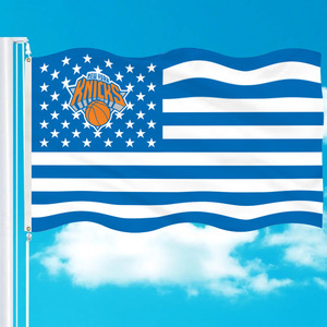 Drapeau <span class=keywords><strong>NBA</strong></span> <span class=keywords><strong>New</strong></span> <span class=keywords><strong>York</strong></span> Knicks 90x150cm, imprimé numériquement, imperméable, séchage rapide, bannière en polyester pour événements sportifs - Direct usine - Product Image 1