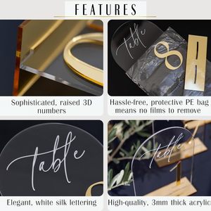 Segnaposto personalizzati con stampa UV per matrimoni, numeri da tavolo con supporto incluso, segnaletica per matrimoni e segnaposto per feste - Product Image 6