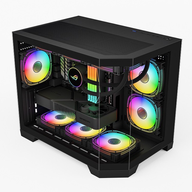 LY Best Sell Double Glass Pc Gaming case Customized  Micro ATX Tempered Glass  Computer Gaming Pc case