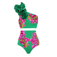 TW 2024 Rose Bougainvillier Fleur Imprimé Bikini Ensemble Maillot de bain et Jupe Maillots de bain Femmes