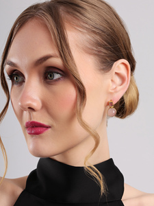 Boucles d'oreilles géométriques rectangulaires et rondes à facettes, couleur rose, design moderne minimaliste, élégantes, bijoux de mode, cadeau pour femmes - Product Image 2