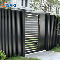 Portail piétonnier en aluminium noir à lattes espacées, thermolaqué, pour jardin, avec option de serrure intelligente