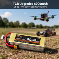 Batterie LiPo TCB pour Drone et Modèle d'Avion 6000mAh Rechargeable pour Drones de Course FPV et Véhicules RC - 35C/45C 3S/6S 1P Multi-Tension
