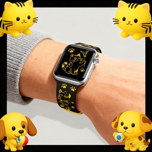 สายนาฬิกา Apple Watch 11 10 SE แบบสลักลายสุนัขและแมวส่วนตัว Upro สายซิลิโคนสลักลายสองสี ขนาด 38 45 46 49 มม. - Product Image 2