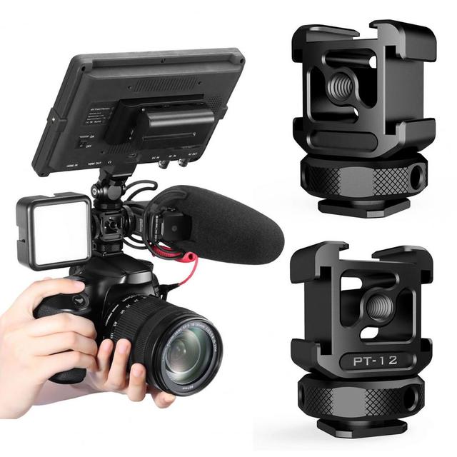 New Ulanzi PT-12 Triple Cold Shoe 1/4'' Screw Adapter Extend Microphone Fill Light Monitor DSLR Camera Accessories
