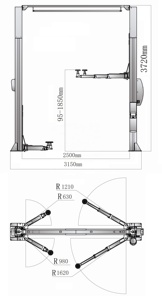 Elevador Hidráulico de Dos Postes para Autos, Elevador de Autos Usado de 4 Toneladas, Elevador de Autos de 2 Postes de <span class=keywords><strong>Segunda</strong></span> <span class=keywords><strong>Mano</strong></span> - Product Image 6