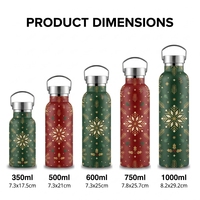 Bouteille d'eau en acier inoxydable 304 de 500 ml et 750 ml, série Noël, avec couvercle personnalisé en forme de chapeau de Noël, pour cadeau de Noël, fabrication OEM ODM sur mesure