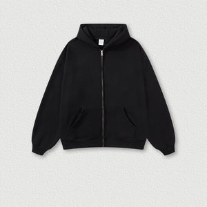 Sudadera con capucha con cremallera funcional para hombre personalizada 100% algodón <span class=keywords><strong>French</strong></span> Terry Blank Drop Shoulder Screen Print Hoodie para hombre - Product Image 6