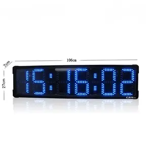 Ganxin 8' 6 Digits Remote Control Large Outdoor Interval Timer Clock Large Blue Wall Clock Stadium Clock Led Display