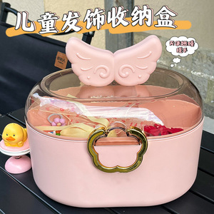 Caja de almacenamiento de accesorios para el cabello para niños, color rosa, con compartimentos para pinzas, diademas, bandas elásticas y joyas - Product Image 5