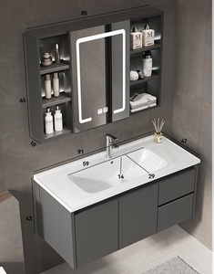 Modern minimalist bathroom wall mounted cabinet integrated sink design stylish bathroom cabinet combination - Product Image 1