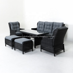 Joye ocio Patio mimbre mesa de comedor jardín <span class=keywords><strong>reclinable</strong></span> Alu PE ratán muebles de exterior sofá 6 piezas conjunto - Product Image 2