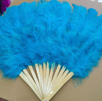 Éventail pliant en plumes d'autruche naturelles avec des plumes de dinde douces et lisses pour la danse, accessoire flexible et soigné pour la décoration