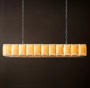 Lámpara de Araña Moderna de Alabastro <span class=keywords><strong>Oslo</strong></span>, Lámpara Rectangular Creativa para Restaurante, Lámpara de Lujo de Cobre para Sala de Estar, Dormitorio y Estudio - Product Image 5