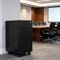 Archivador Móvil con Cerradura y 3 Cajones, Gabinete de Almacenamiento Metálico para una Organización Segura de Archivos de Oficina