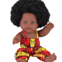 Poupée Mannequin Éducative Fille Africaine Cheveux Afro Noirs 12 Pouces en Plastique Souple, Vêtements Interchangeables, Unisexe pour Enfants de 3 Ans et Plus
