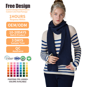 Wholesale Fashion Solid Color Merino <b>Wool</b> Blend Warm Long Thick Knit Neck <b>Wrap</b> Winter Casual Preppy Style Scarf - Product Image 2