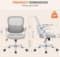 Chaise de bureau ergonomique, chaise de bureau en maille avec soutien lombaire confortable, dossier mi-haut