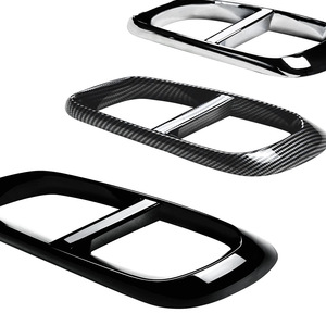 Mercedes-Benz E-Class W214 Exhaust Tailpipe Frame Piano Black Carbon Fiber Texture Electroplated Silver Adhesive Decal - Product Image 4