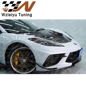 Capot moteur en fibre de carbone ventilé, adaptable directement à la Chevrolet <span class=keywords><strong>Corvette</strong></span> C8 Stingray ZR1, style amélioration des performances aérodynamiques avant. - Product Image 6