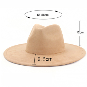 <span class=keywords><strong>Cappello</strong></span> Fedora di Moda in Camoscio per Donna e <span class=keywords><strong>Uomo</strong></span> Sombrero Classico a Tesa Larga Piatta Stile Jazz Panama - Product Image 2