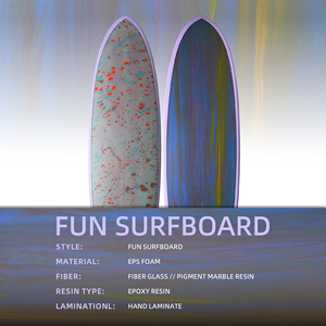 Tabla de Surf OEM al por Mayor de Fábrica |   Tabla de Surf de Alto Rendimiento de 7'2" 55L, Fabricada con Fibra de Vidrio y Resina Epoxi, Diseño Personalizado con Espuma EPS y Acabado Mármol - Product Image 2