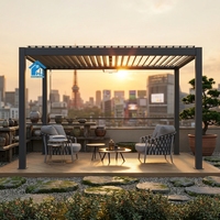 Pergola motorisée en aluminium Sweet Home avec toit rétractable, système imperméable, éclairage LED, design écologique pour jardin et terrasse