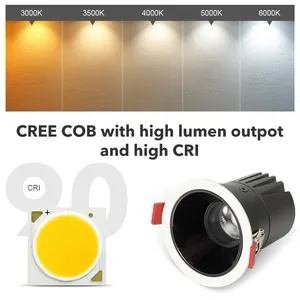 High-End Indoor Armatuur Home Mall Office Commercial 5W 7W 15W 20W Aluminium Flush Led Spot Light