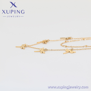 T000677158 Xuping đồ trang sức thời trang sống động đáng yêu món quà đôi chuỗi năm phẳng chuồn chuồn thép không gỉ 14k vàng màu Vòng cổ - Product Image 2