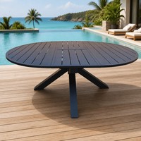 Ensemble de table à manger ronde extensible avec cadre en aluminium pour l'extérieur, idéal pour la cour, l'hôtel, le salon