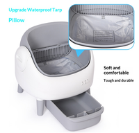 Litière pour chat automatique à double capteur de sécurité, auto-nettoyante, avec contrôle par application, gris-blanc, sacs poubelles en plastique inclus