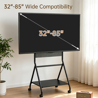 Chariot TV mobile robuste en acier noir avec roulettes Khcoohoo, capacité de 80 kg, pour téléviseurs de 32 à 85 pouces, idéal pour salon, bureau, centre commercial