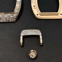 Roségold-Diamanten Mechanisches Uhrwerk Gehäuse Luxus-Echtdiamanten Gehäusezubehör für RM Uhren