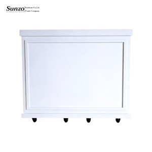 Bancone Bar Vintage Rimovibile Bianco per Interni ed Esterni, Tavolo Bistrot con Ruote per Matrimoni ed Eventi - Product Image 2