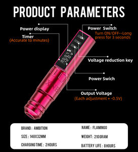 Ambition Flamingo - Pluma de Tatuaje Profesional Recargable Inalámbrica con Batería, Máquina de Tatuaje Rotativa Eléctrica - Product Image 3