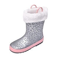 Bottes de pluie en caoutchouc imperméables pour enfants, pour l'hiver, avec doublure chaude, bottes de neige, chaussures d'extérieur pour enfants en hiver