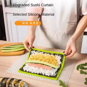 Tapis de sushi en silicone réutilisable pour la préparation manuelle des rouleaux, facile à nettoyer et résistant à la moisissure, kit portable pour la confection de sushis - Product Image 5