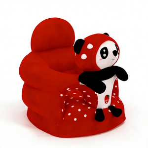 Peluche panda fraise personnalisée, peluche panda assis sur un canapé, peluche panda fraise rouge, jouet en peluche panda mignon pour siège - Product Image 2