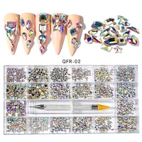 Nouveau cristal AB couleur arc-en-ciel strass en vrac pour nail art décorations de charme boîte 3D acrylique ongles strass décoration