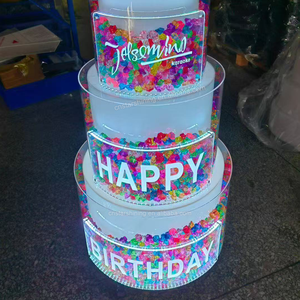 Fournisseur d'usine OEM ODM, personnalisation du logo, gâteau lumineux LED coloré pour présentoir de bouteilles de champagne, mariage, fête d'anniversaire - Product Image 1