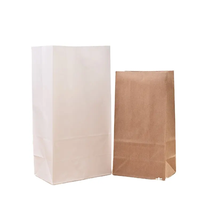 Sacs d'emballage en papier kraft enduit anti-graisse recyclables en gros avec poignée longue pour aliments pour animaux, pâtisserie, pain et cadeaux