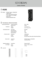 Altoparlante PA a Colonna H206 Dual da 6,5 Pollici 300W Full Range in Legno Compensato per Installazioni in Conferenze, Chiese e Palcoscenici