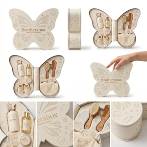 Boîtes en forme de papillon irrégulières faites à la main sur mesure, emballages de luxe personnalisés pour les soins de la peau et les soins pour bébés, ensemble de cadeaux - Product Image 1