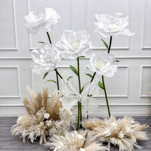 Decoración Floral Gigante para Eventos <span class=keywords><strong>y</strong></span> Fiestas, Adorno de Flores <span class=keywords><strong>y</strong></span> Plantas Altas, Romántico Soporte de Flores de Peonía de <span class=keywords><strong>Seda</strong></span> Gigante, Decoración de Flores de Organza Blanca Enorme - Product Image 1