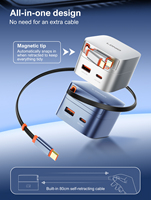 Cargador Rápido LDNIO Q10 65W GaN con Cable Retráctil de 80cm, Enchufe US EU UK, PPS Multiprotocolo para Laptops, Teléfonos, Tabletas, Cargador de Viaje