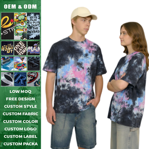 Custom 100 Cotton Knitted <b>Mens</b> Oversized 240gsm <b>Tie</b> <b>Dye</b> <b>T</b> <b>Shirts</b> Vintage Streetwear Wholesale OEM DTG Printing - Product Image 2